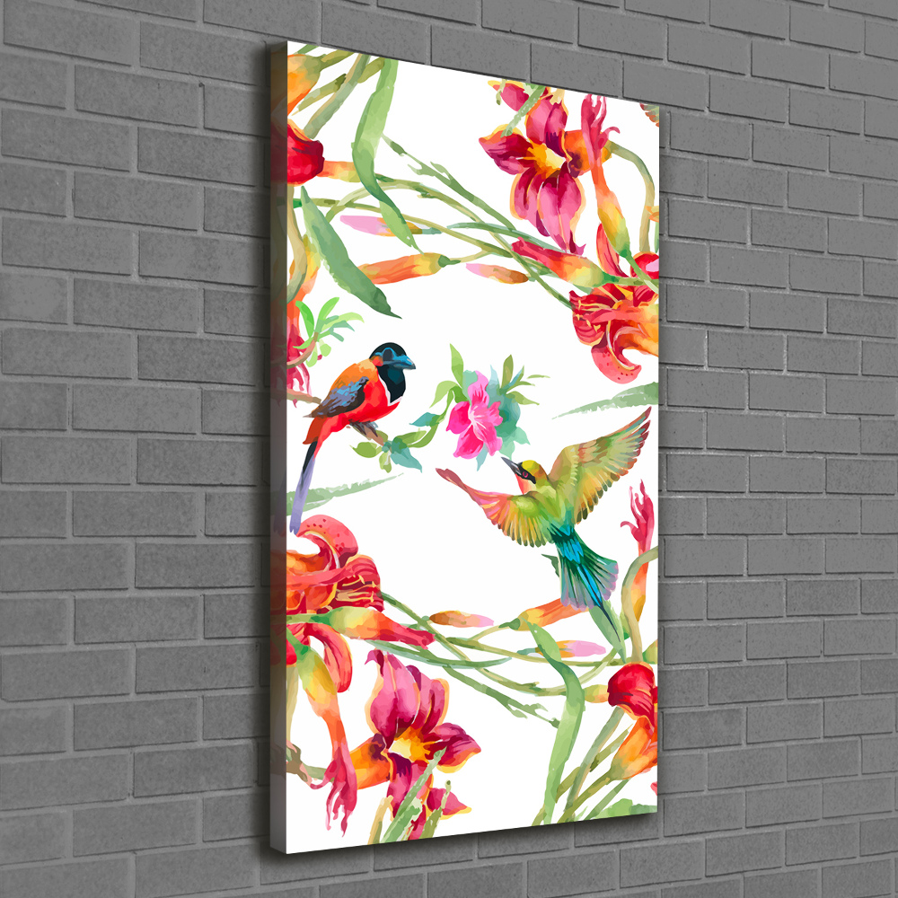 Tableau mural sur toile Oiseaux et fleurs