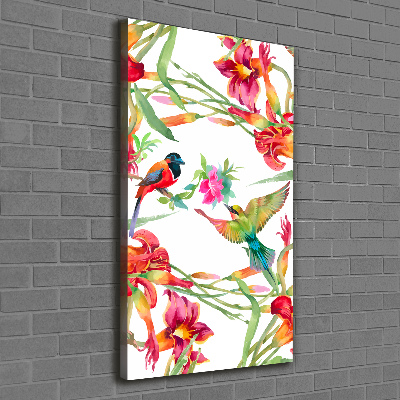 Tableau mural sur toile Oiseaux et fleurs