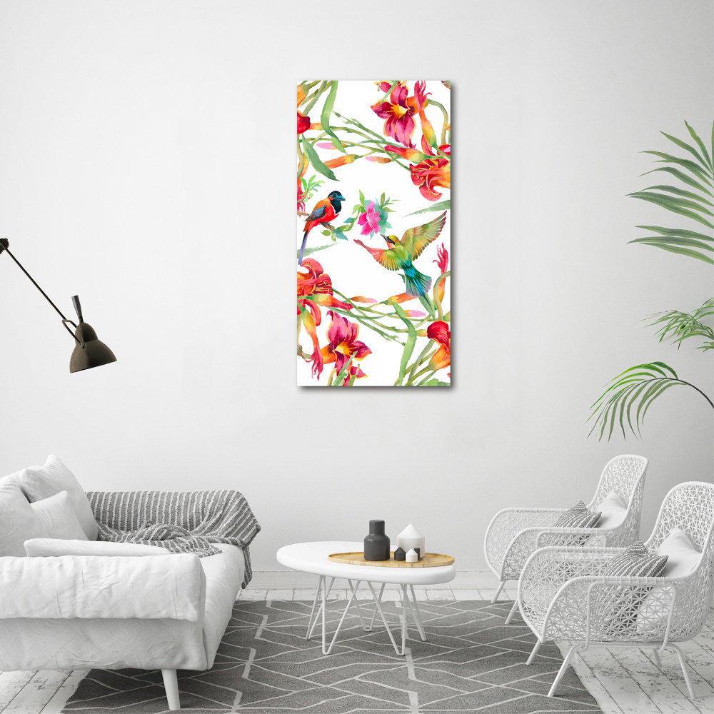 Tableau mural sur toile Oiseaux et fleurs