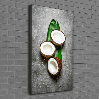 Tableau imprimé sur toile Noix de coco sur une feuille