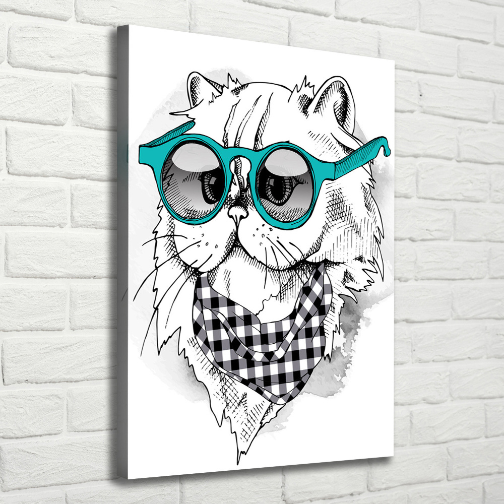 Tableau mural sur toile Chat à lunettes