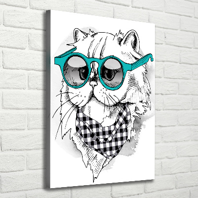 Tableau mural sur toile Chat à lunettes