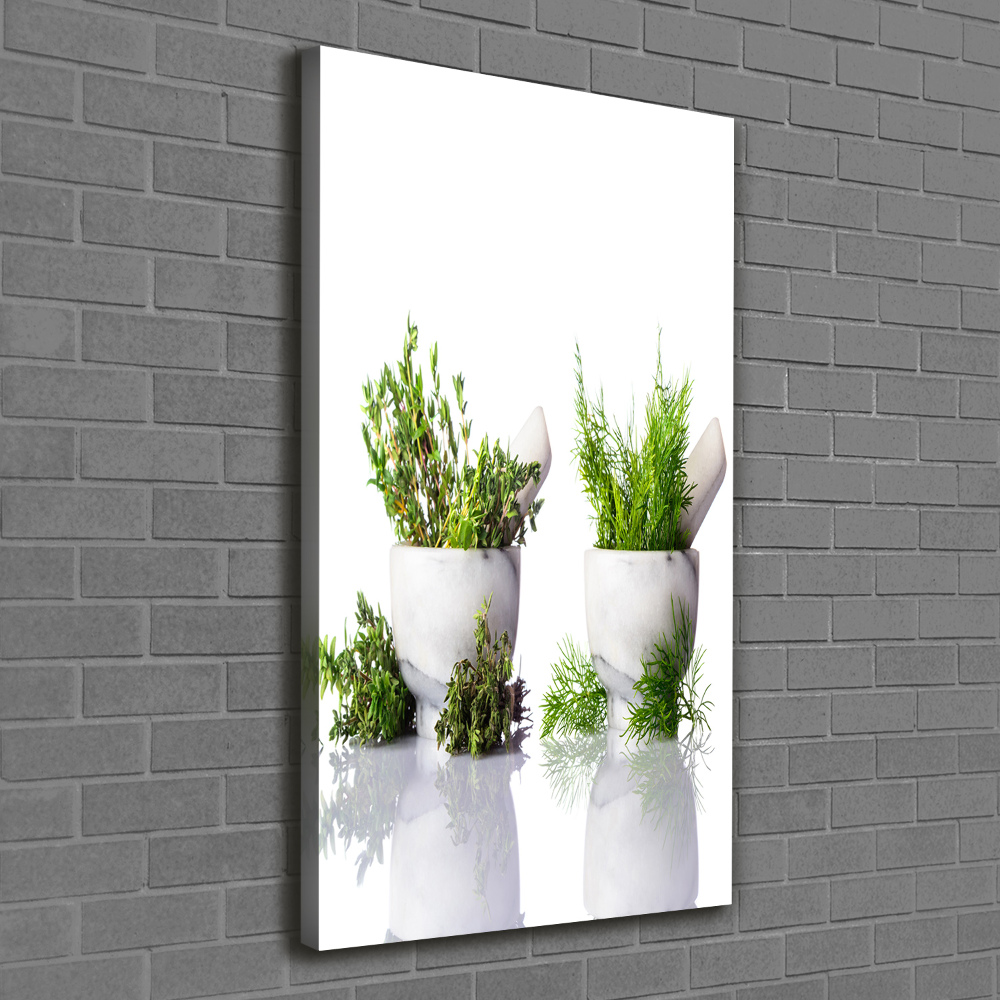 Tableau photo sur toile Mortiers et herbes