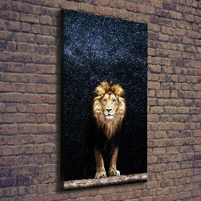 Tableau imprimé sur toile Lion sur fond d'étoiles