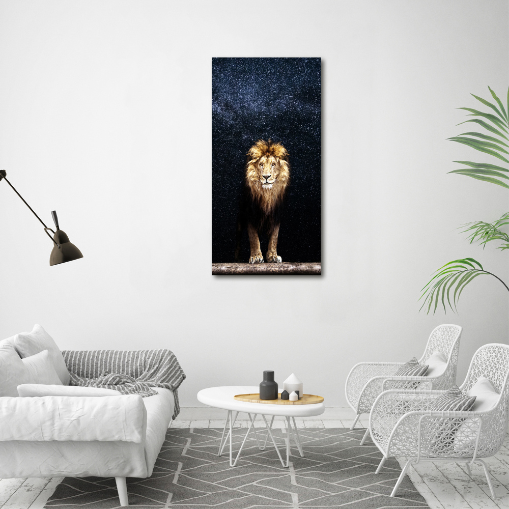 Tableau imprimé sur toile Lion sur fond d'étoiles