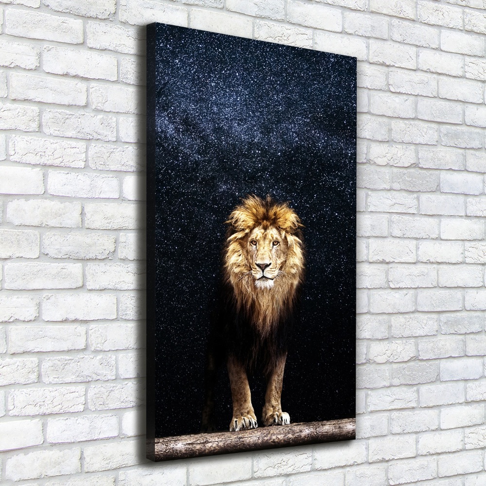 Tableau imprimé sur toile Lion sur fond d'étoiles