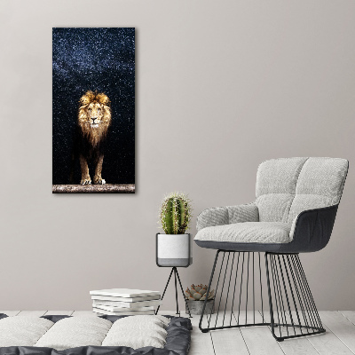 Tableau imprimé sur toile Lion sur fond d'étoiles