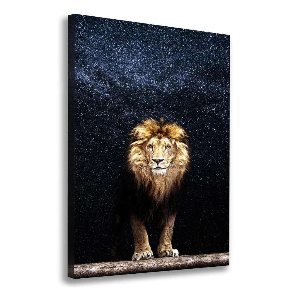 Tableau imprimé sur toile Lion sur fond d'étoiles