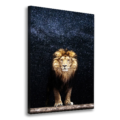 Tableau imprimé sur toile Lion sur fond d'étoiles