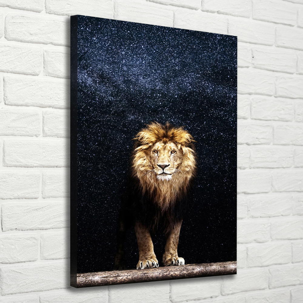 Tableau imprimé sur toile Lion sur fond d'étoiles