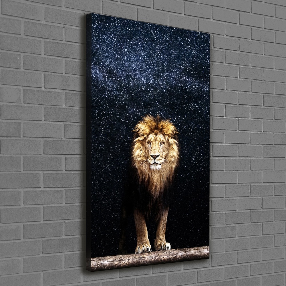 Tableau imprimé sur toile Lion sur fond d'étoiles