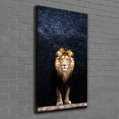 Tableau imprimé sur toile Lion sur fond d'étoiles