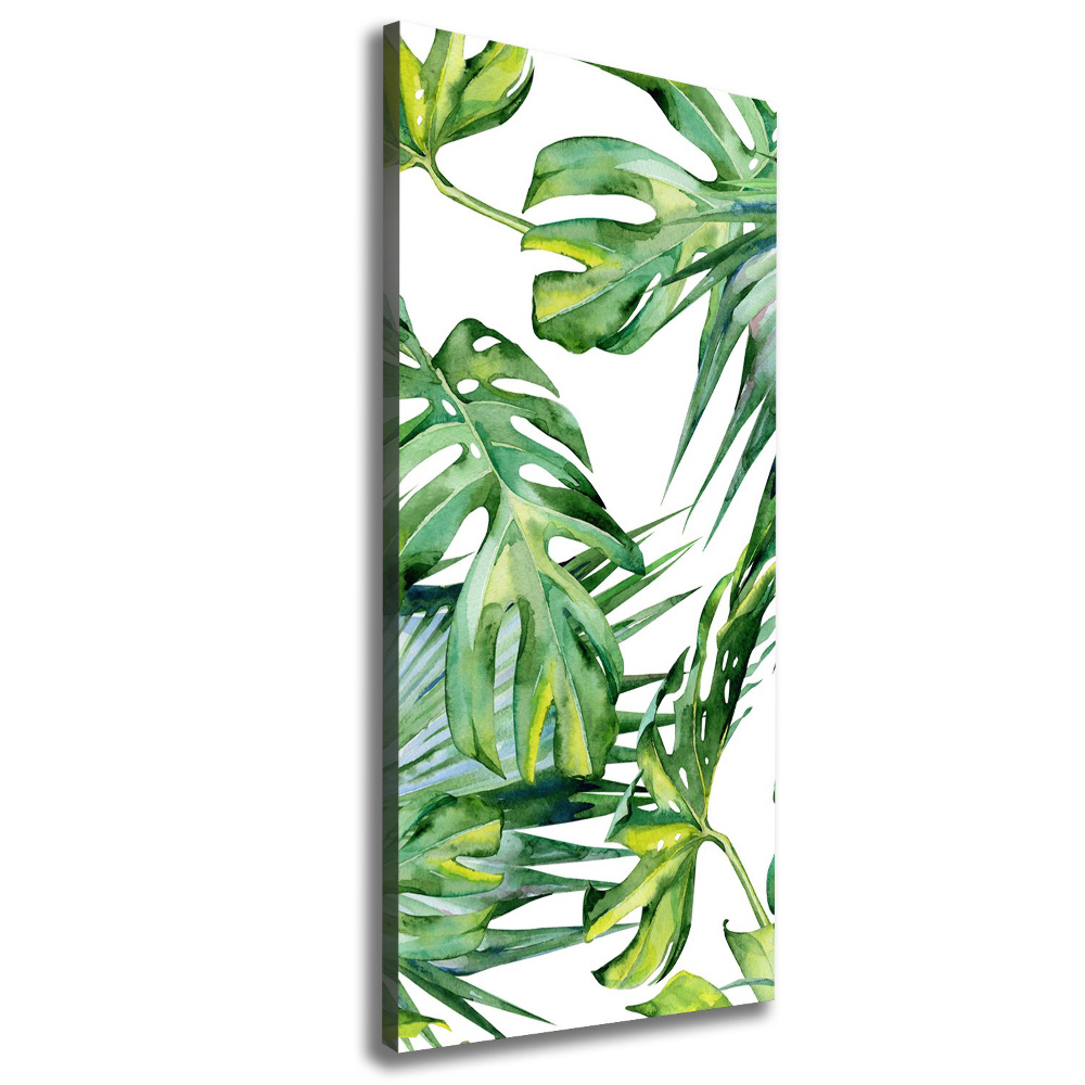 Tableau sur toile Feuilles de monstera peintes