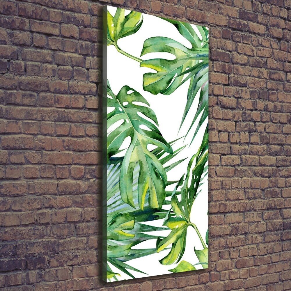 Tableau sur toile Feuilles de monstera peintes