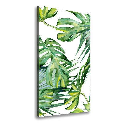 Tableau sur toile Feuilles de monstera peintes