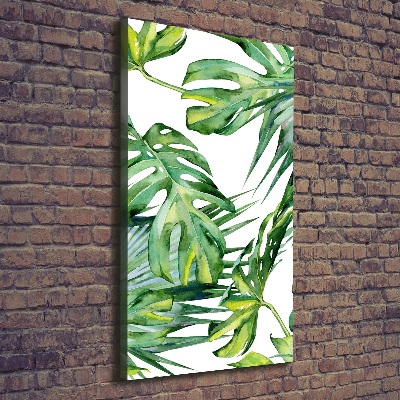 Tableau sur toile Feuilles de monstera peintes