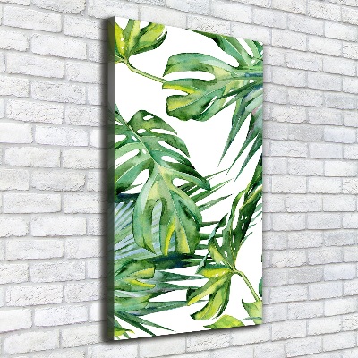 Tableau sur toile Feuilles de monstera peintes