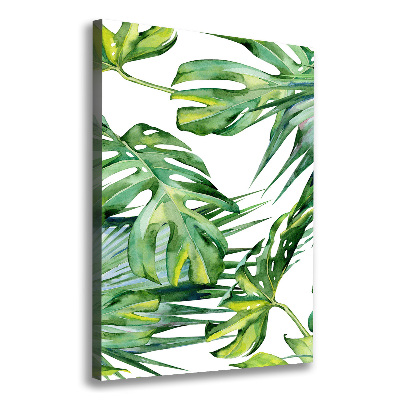 Tableau sur toile Feuilles de monstera peintes