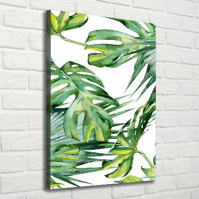 Tableau sur toile Feuilles de monstera peintes