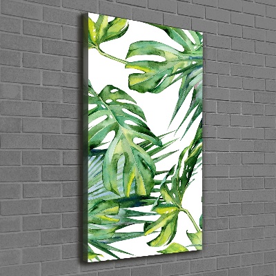 Tableau sur toile Feuilles de monstera peintes