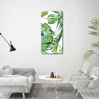 Tableau sur toile Feuilles de monstera peintes