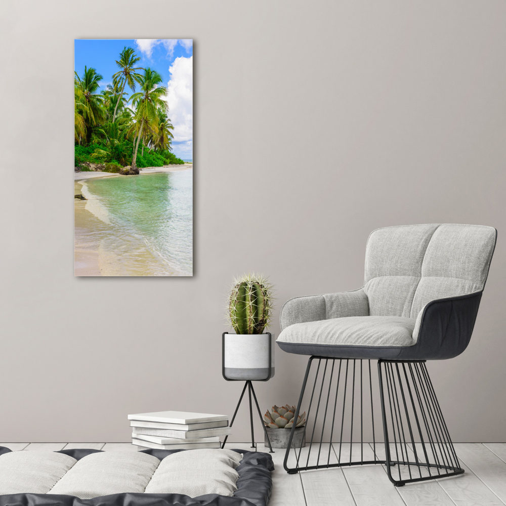 Tableau photo sur toile Plage exotique palmiers