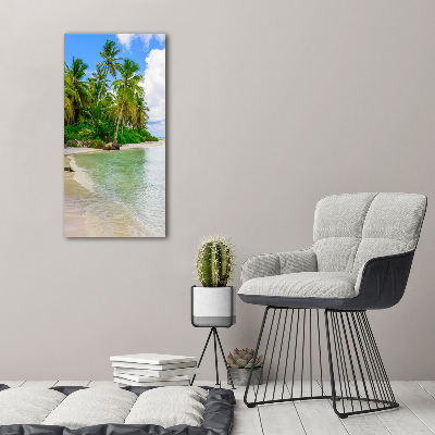 Tableau photo sur toile Plage exotique palmiers