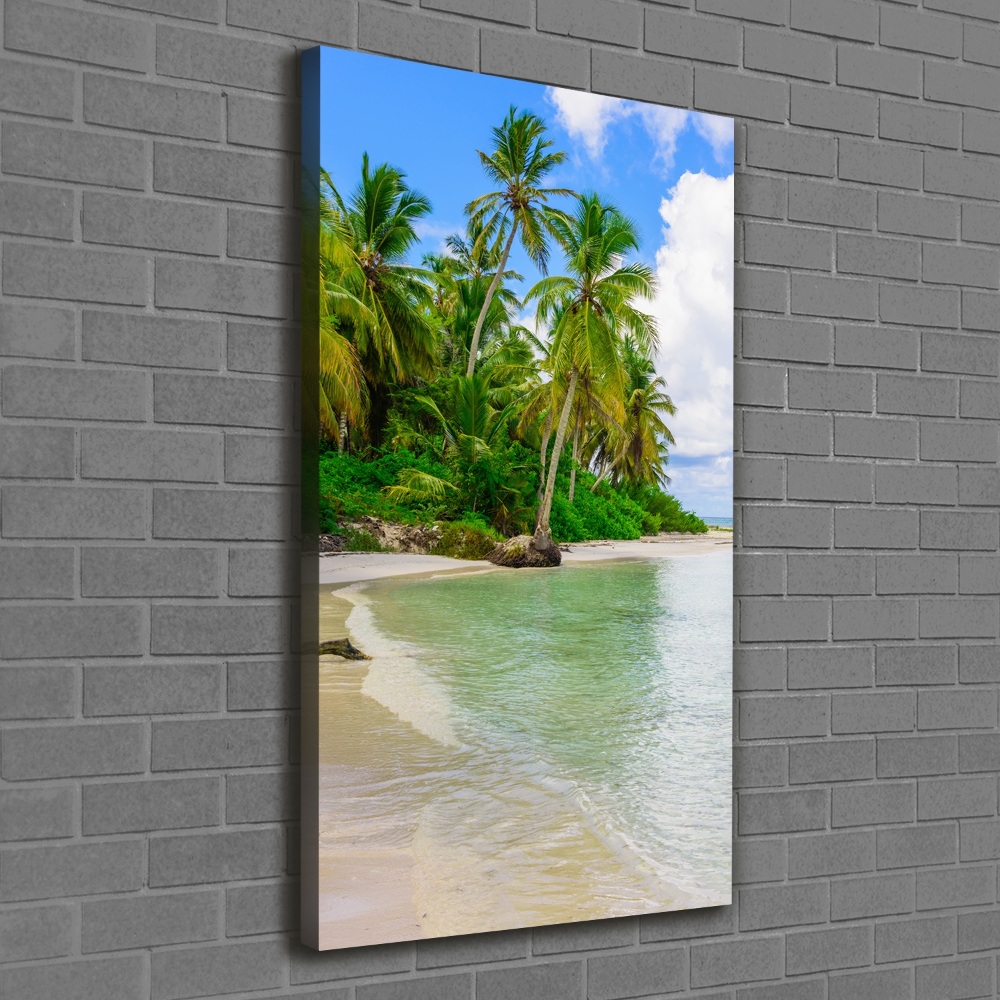 Tableau photo sur toile Plage exotique palmiers