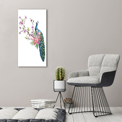 Tableau photo sur toile Paon et fleurs