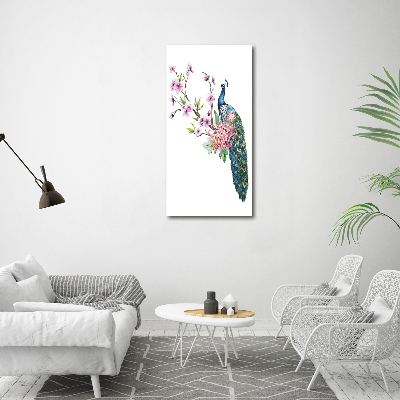 Tableau photo sur toile Paon et fleurs