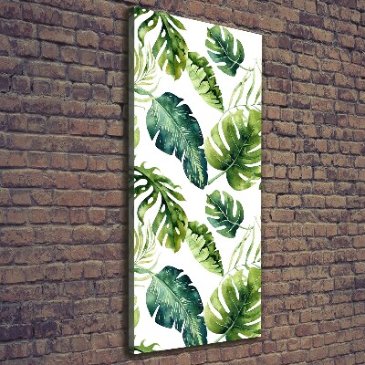 Tableau mural sur toile Feuilles tropicales peinte