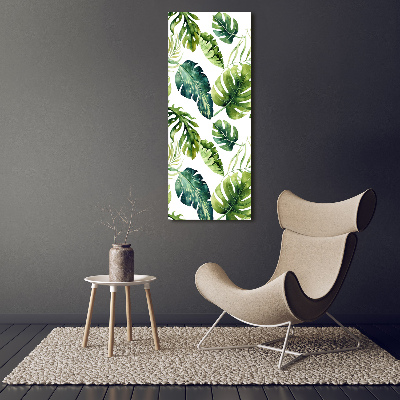 Tableau mural sur toile Feuilles tropicales peinte