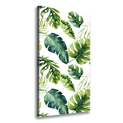 Tableau mural sur toile Feuilles tropicales peinte