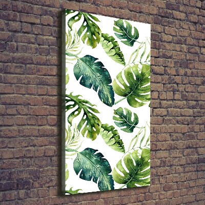 Tableau mural sur toile Feuilles tropicales peinte