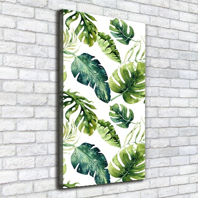 Tableau mural sur toile Feuilles tropicales peinte