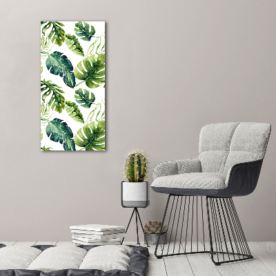 Tableau mural sur toile Feuilles tropicales peinte