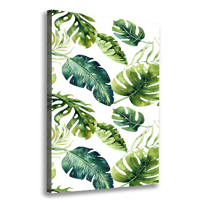 Tableau mural sur toile Feuilles tropicales peinte