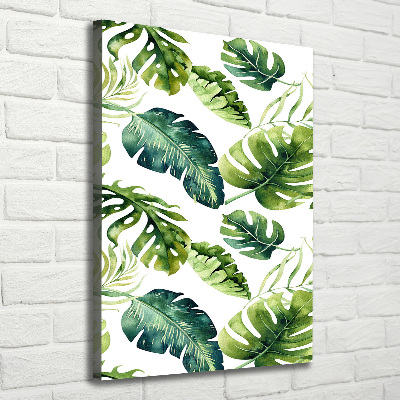 Tableau mural sur toile Feuilles tropicales peinte