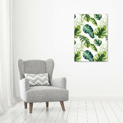 Tableau mural sur toile Feuilles tropicales peinte