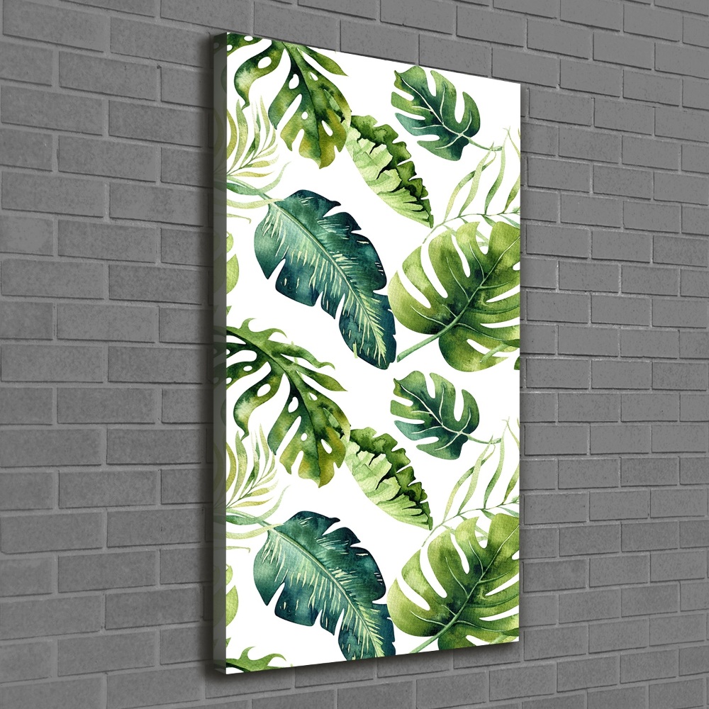 Tableau mural sur toile Feuilles tropicales peinte