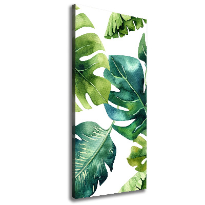 Tableau sur toile Feuilles tropicales peinte