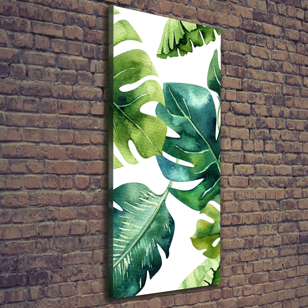 Tableau sur toile Feuilles tropicales peinte