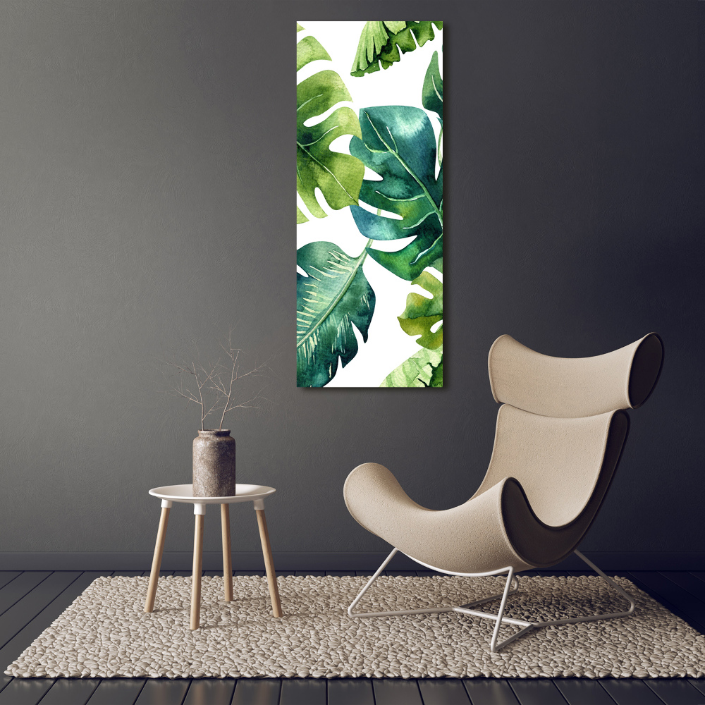 Tableau sur toile Feuilles tropicales peinte