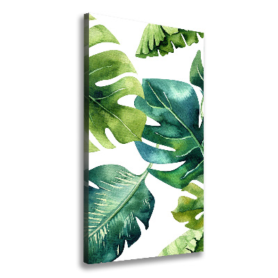 Tableau sur toile Feuilles tropicales peinte