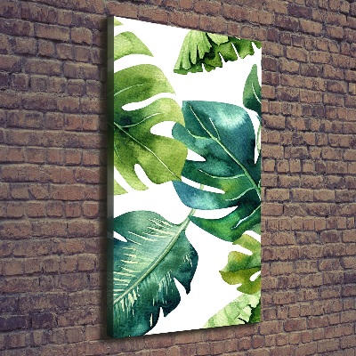 Tableau sur toile Feuilles tropicales peinte