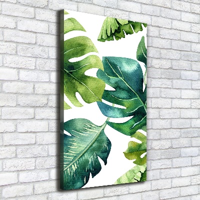 Tableau sur toile Feuilles tropicales peinte