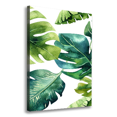 Tableau sur toile Feuilles tropicales peinte