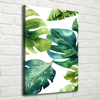 Tableau sur toile Feuilles tropicales peinte