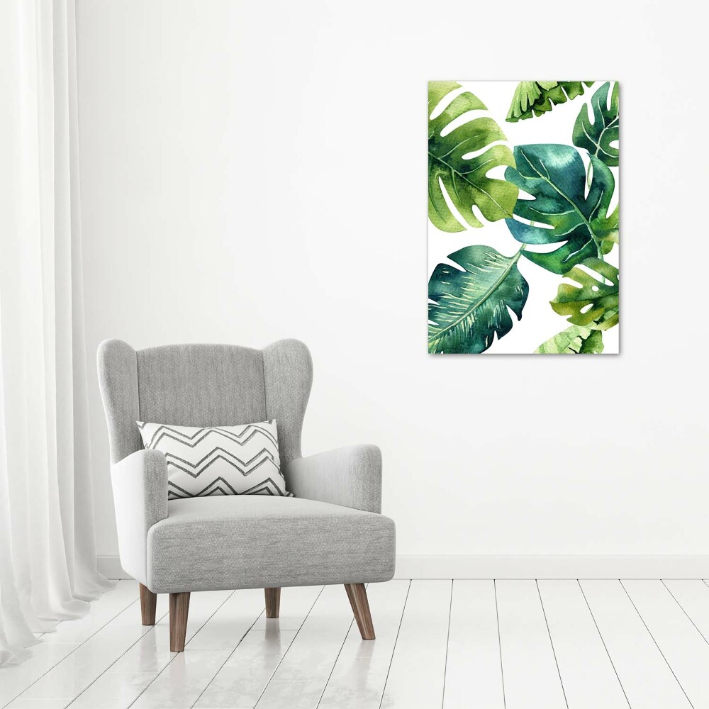 Tableau sur toile Feuilles tropicales peinte