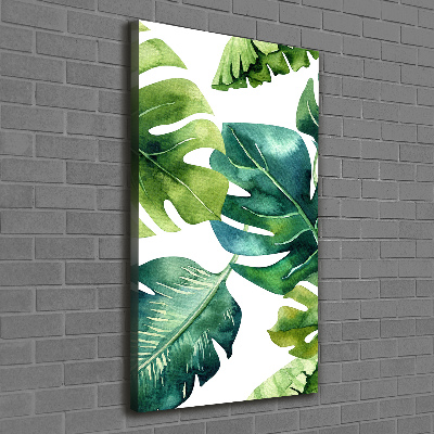 Tableau sur toile Feuilles tropicales peinte